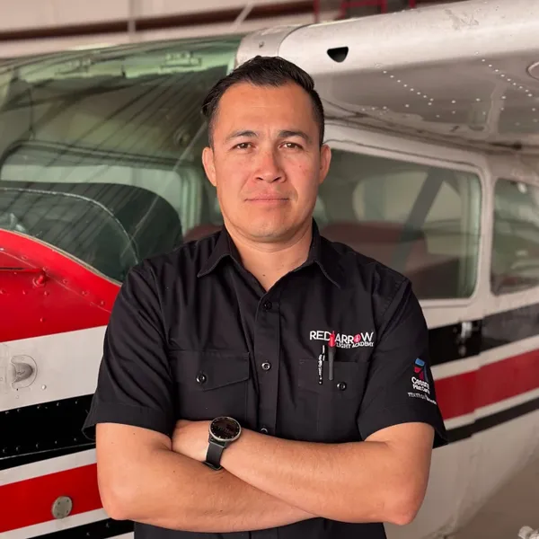 Assistant Chief Flight Instructor Gilbert Rodriguez at Red Arrow Flight Academy